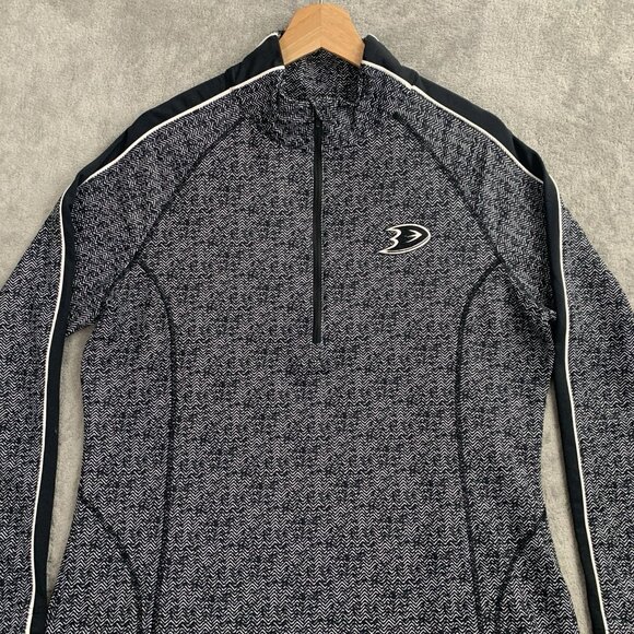 Peter Millar Sweatshirt Womens XL Anaheim Ducks Gray Hockey Lightweight 1/4 Zip - Picture 4 of 9